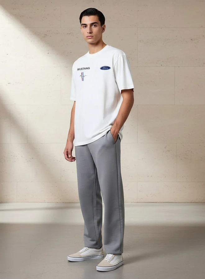 SP Characters Men Regular Fit Crew Neck Short Sleeves Ford Print T-shirt
